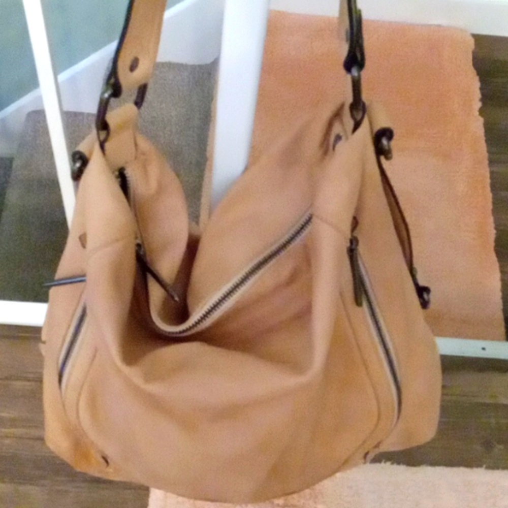 Vintage Elliott Lucca Tan Leather Slouchy Hobo Bag - Picture 4 of 10